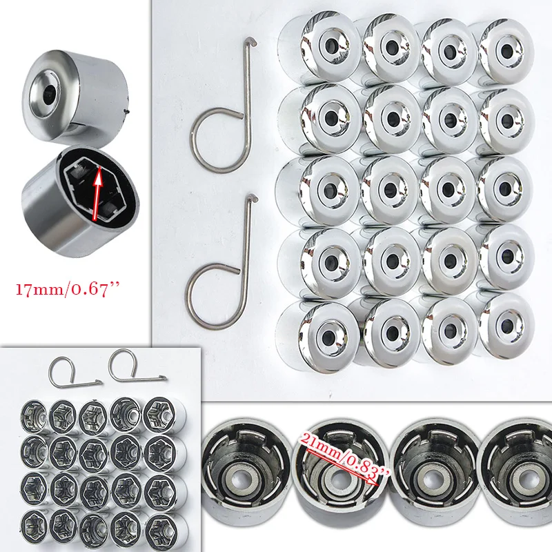 17MM 20PCs/Set ALLOY WHEEL LOOKING NUT LUG BOLTS COVERS CAPS FOR VW