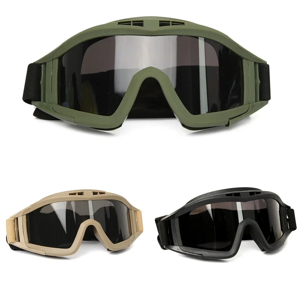 Airsoft Tactical Glasses 3 Lens Shooting Goggles Windproof Dustproof Motocross Motorcycle Glasses CS Paintball Safety Protection tactical goggles shooting glasses