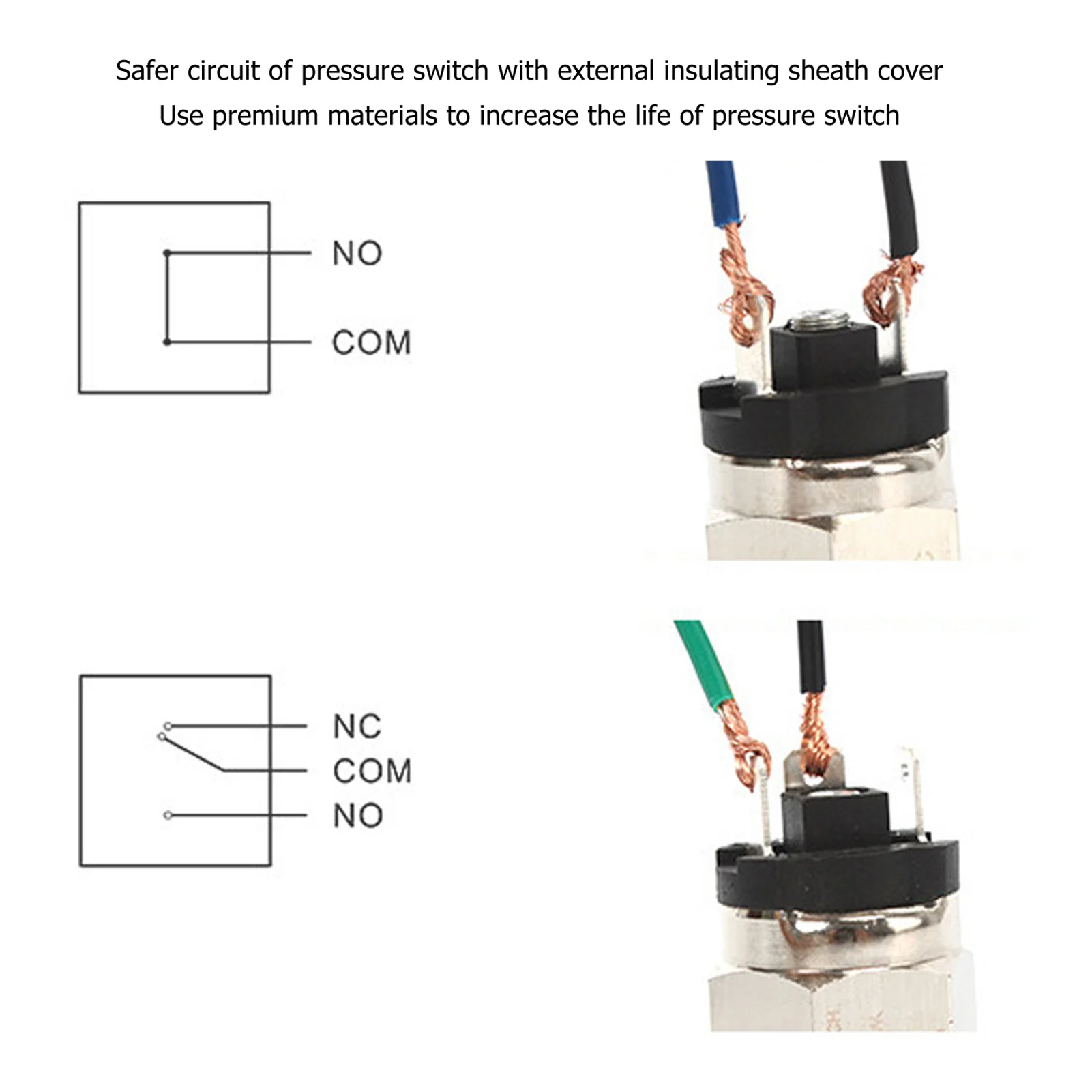 Pressure Switch Normally Open and Closed Integrated Pressure Control Switch 1/2in Long Life Span Diaphragm Type For Pump