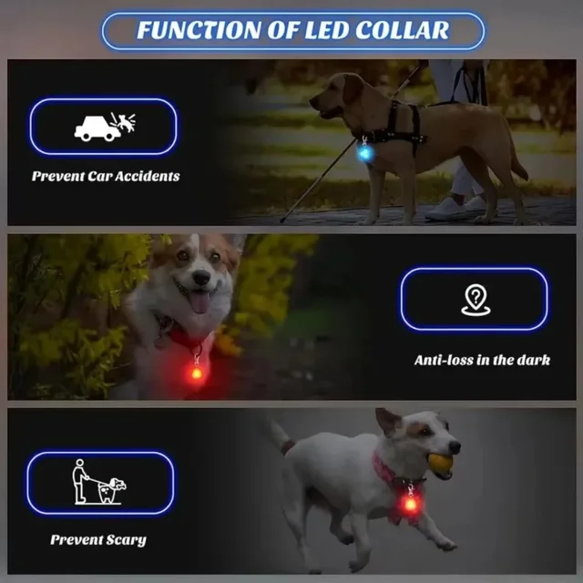 LED Pet Pendant Collar Waterproof Dog Collar Light for Outdoor Walking Safety Silicone LED Dog Collar 5