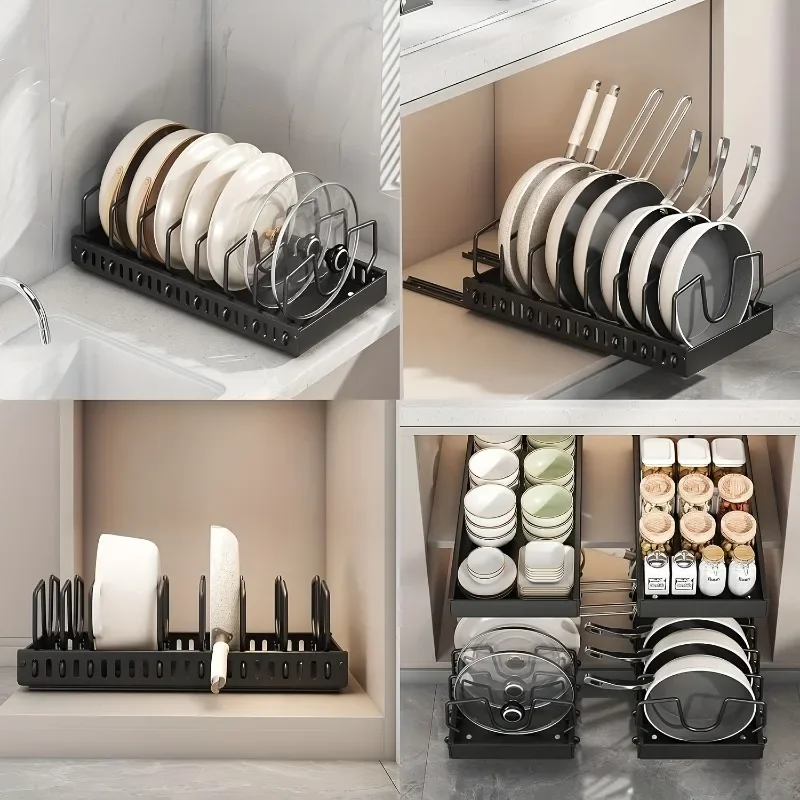 ZEXEF Kitchen Pull-out Dish Storage Rack Household Cabinet Punch-free Dish Multifunctional Drying Racks Drain Rack