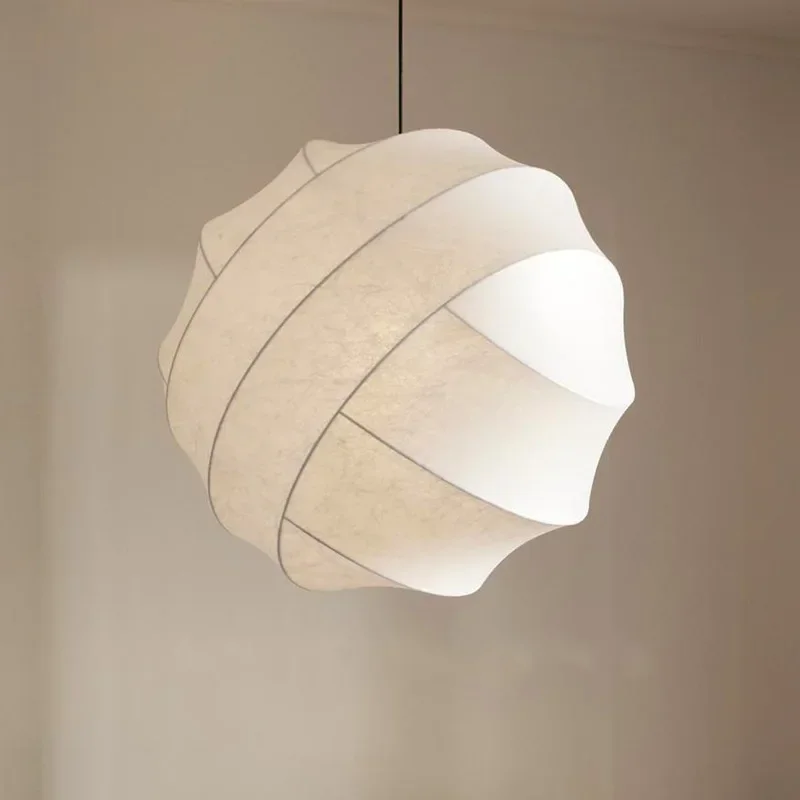 

Silk Fabric Wabi Sabi LED Pendant Lamp for Study Restaurant Homestay Home Decor Nordic Modern Ball Chandelier Hanging