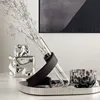 Modern Light Luxury Leather Slant Stand Flower Arrangement Glass Tube Container Vase for Room Decor Wedding Graduation Gifts 1