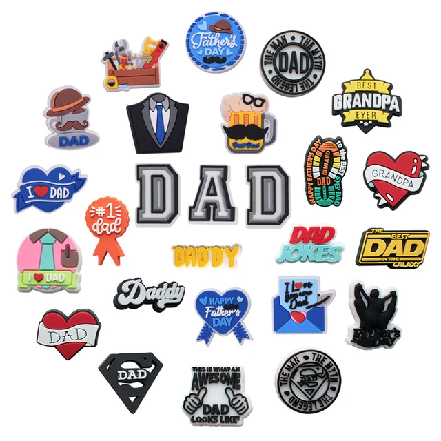 1pcs Happy Father's Day Croc Shoes Charms I Love DAD PVC Shoes Decoration  Bracelet Accessories Dad Birthday Gift - AliExpress