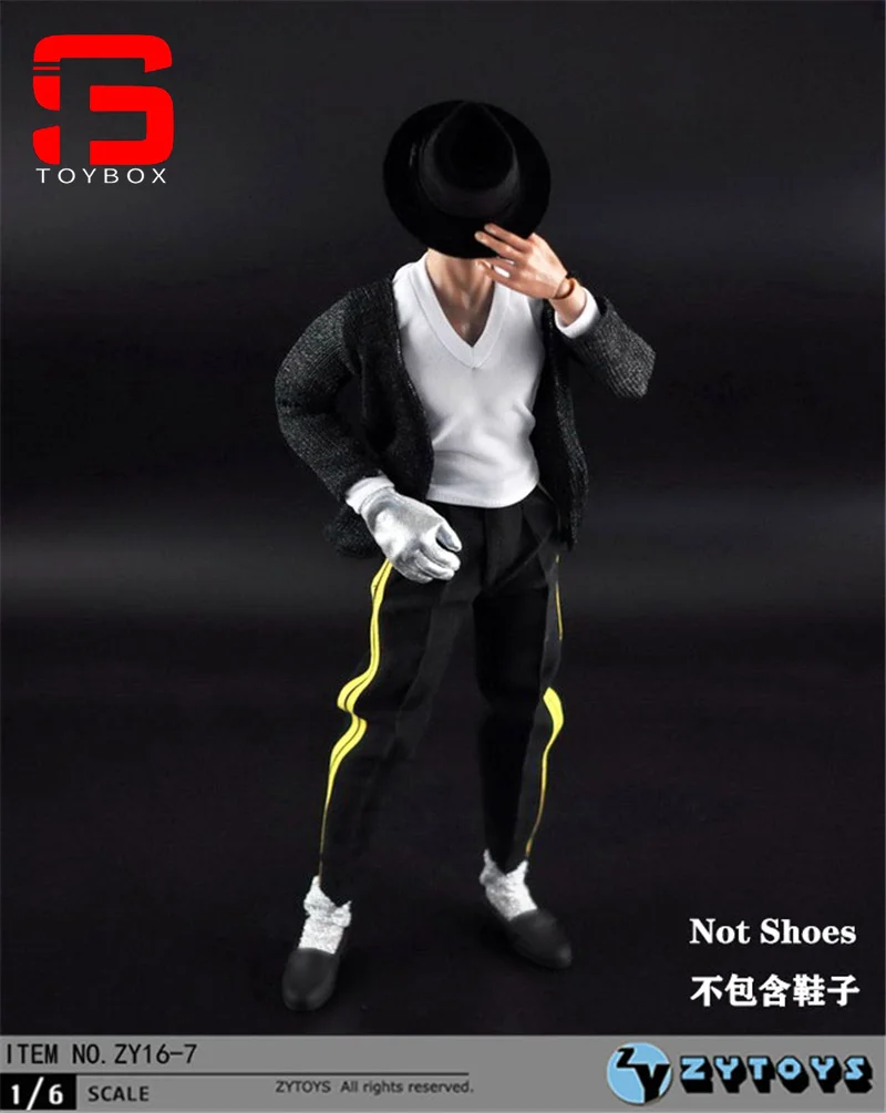 ZYTOYS ZY16-7 1/6 Male Soldier Michael Jackson MJ Black Hip-Hop Suit Model Accessories Fit 12'' Action Figure Body