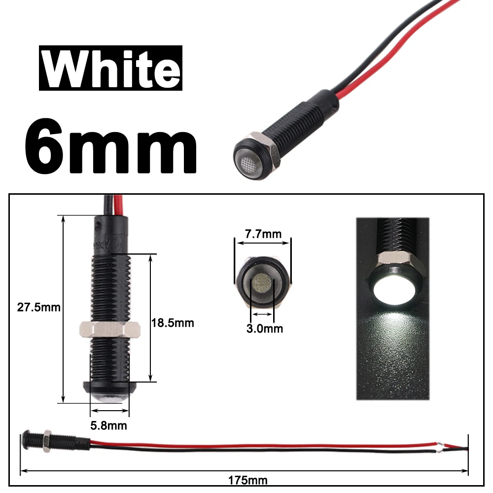 Multi-Color LED Indicator Light - Plastic Signal Dot Lamp (1 to 5 Pieces)