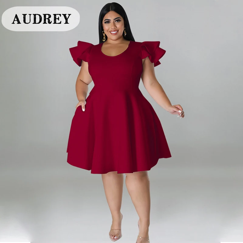 

Elegant A-line Plus Size Women Dress Fashion Ruched Crewneck Evening Large Dress Vestidos Elegantes Para Mujer Fiesta Y Boda