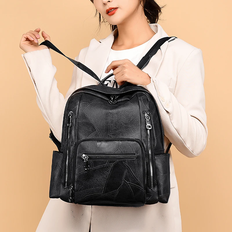 Mongw Quality Leather Backpack Women Brand Designer Backpack Multifunction  Shoulder Bags for Women 2021 Fashion School Backpacks