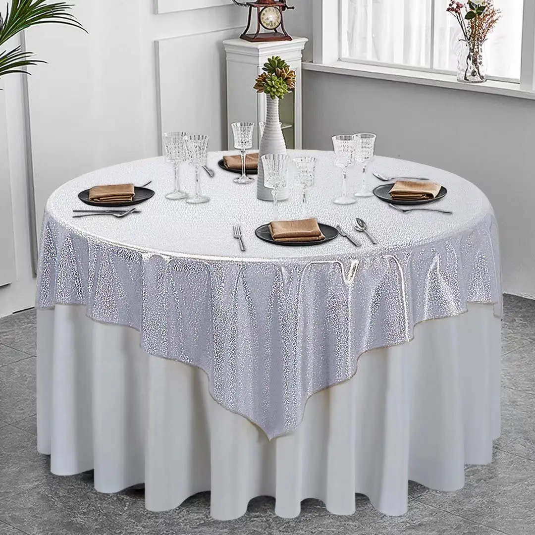

silver white Glitter Sequin Wedding Table Cloth Rectangular Table Cover Tablecloth For Birthday Party Home Decoration Custom