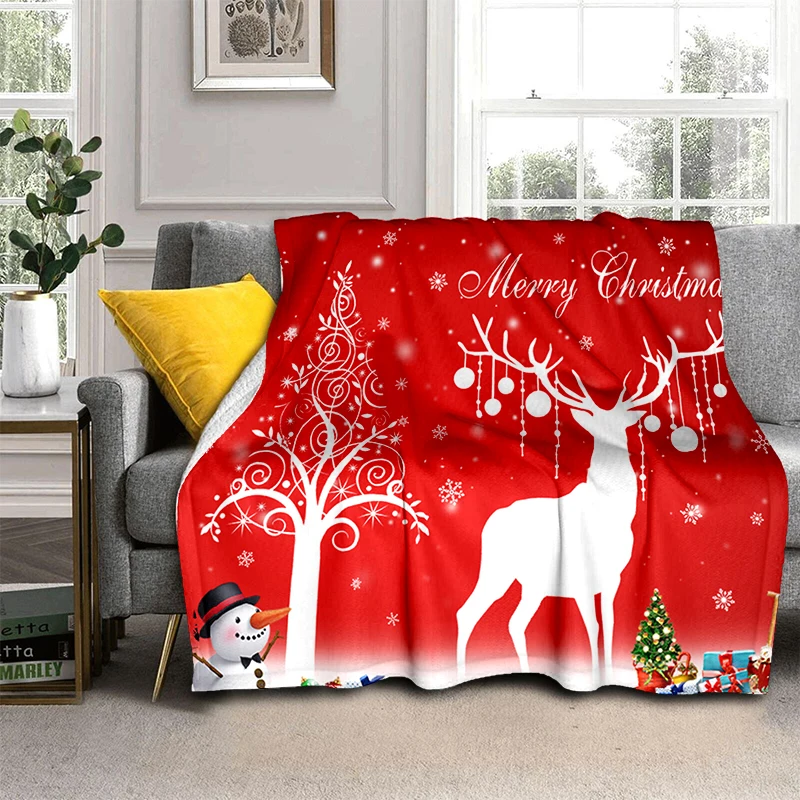 

Merry Christmas Snowman Santa Claus Throw Blanket Flannel Xmas New Year Holiday Blanket for Couch Sofa Bed Kids and Adult