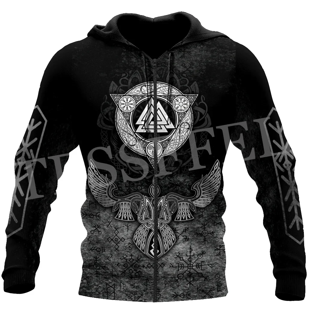 NewFashion Wolf Fenrir Odin Nordic Warrior Mythology Tattoo Retro Streetwear Tracksuit Pullover Harajuku Jacket Casual Hoodies C
