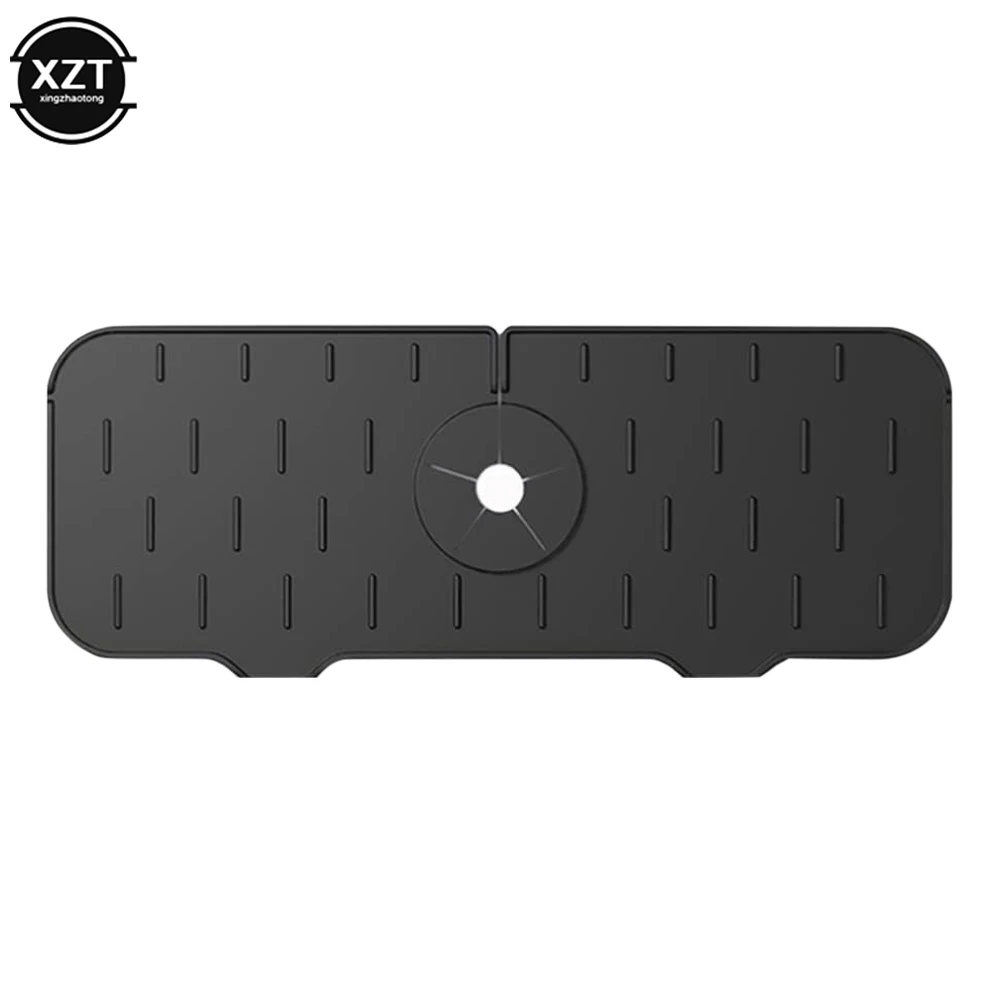 Faucet Mat Drip Catcher Silicone Tray Mat Soap Sponge Holder Drying Kitchen Sink Splash Guard for Kitchen Sink Accessories