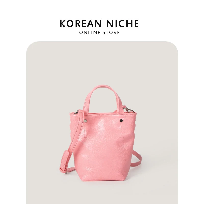 Soft Leather Large Capacity Mini Tote Bag For Women Solid Simple Single Shoulder Crossbody Bags Korean Niche Shopping Handbags