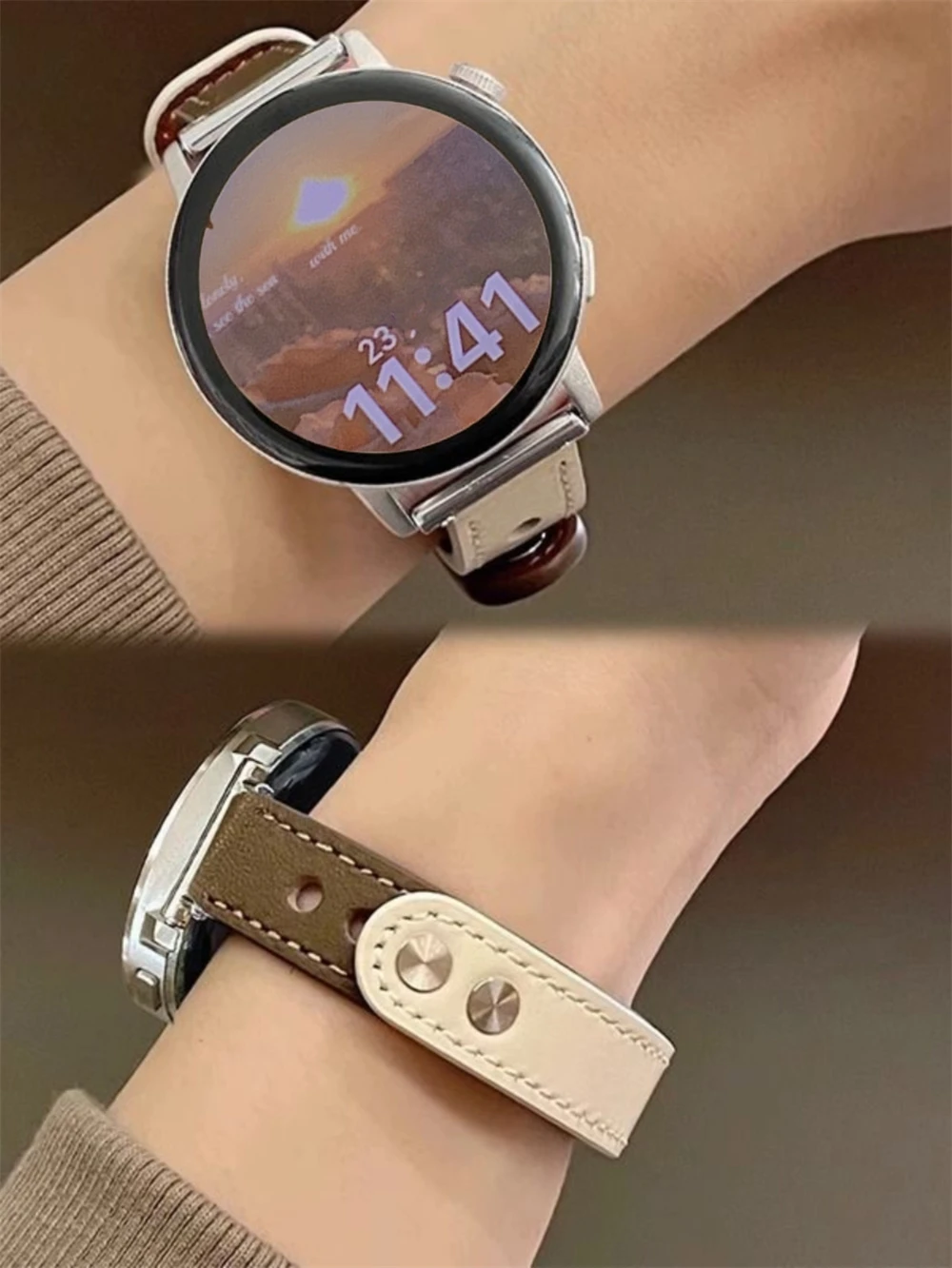 Elegant Thin Leather Smartwatch Band - Premium Strap Bracelet