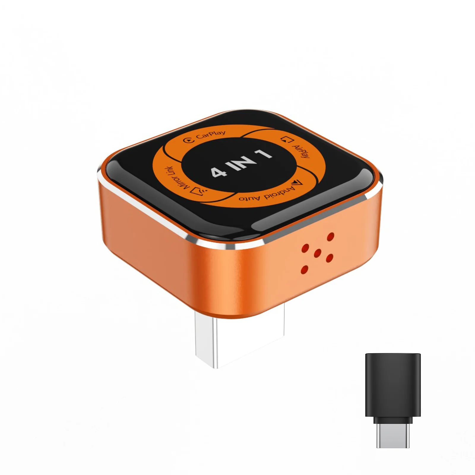 محول كاربلاي لاسلكي 4 في 1 لـ CarPlay و Android Auto و AirPlay و MirrorLink، يحول الاتصال السلكي إلى لاسلكي، USB-C صغير، سهل الترك...