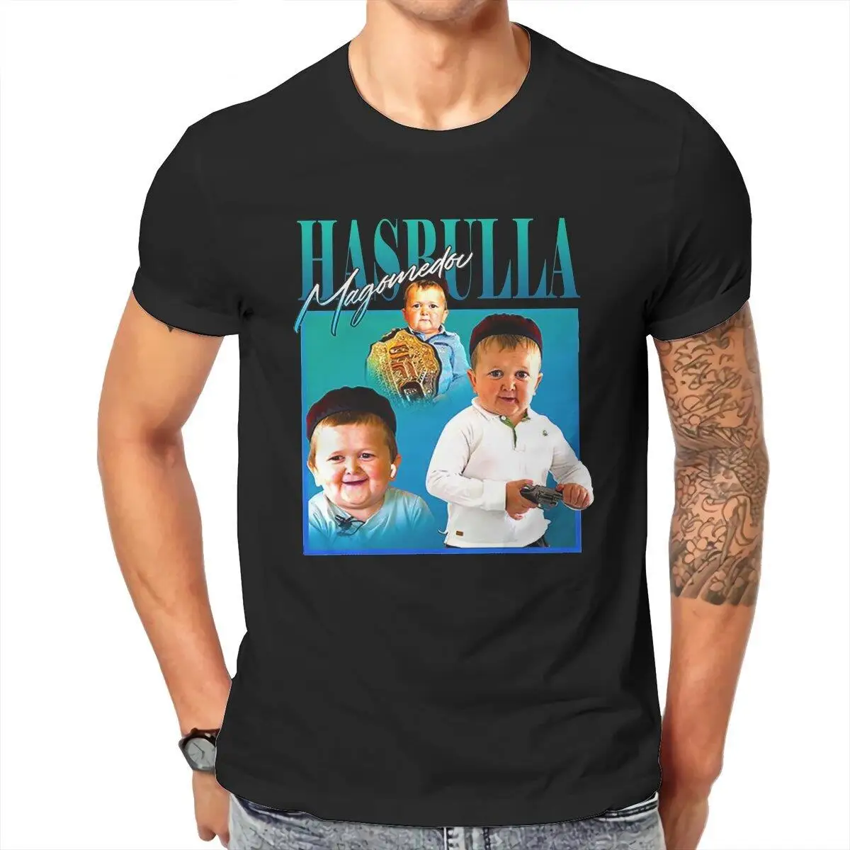 

Hasbulla Russia Blogger T Shirt Men Pure Cotton T-Shirts Crew Neck Funny Fighting Meme Tee Shirt Short Sleeve Clothing Adult