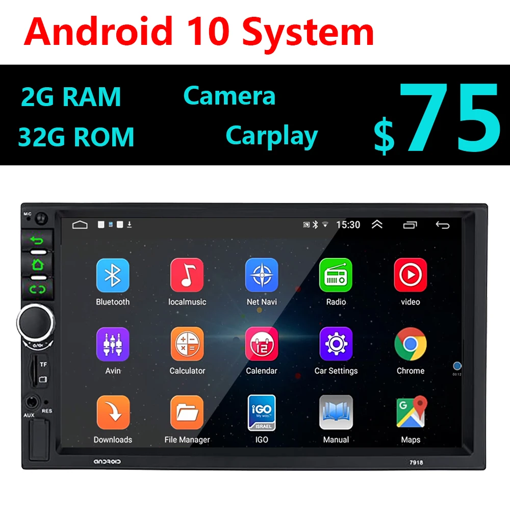 

2 Din Android 10 2G+32G Car Autoradio Gps Bluetooth 7 inch HD Screen Car Stereo Multimedia Player Double 2din Wifi SD TF AUX USB