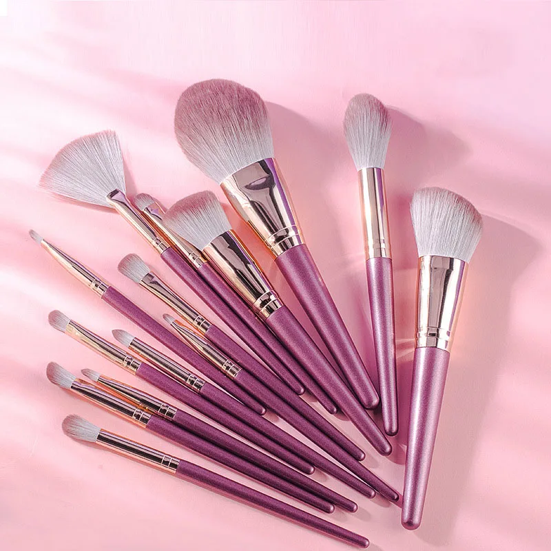 NEW Purple 14 Pcs Makeup Brushes Soft Fluffy Makeup Tools Cosmetic