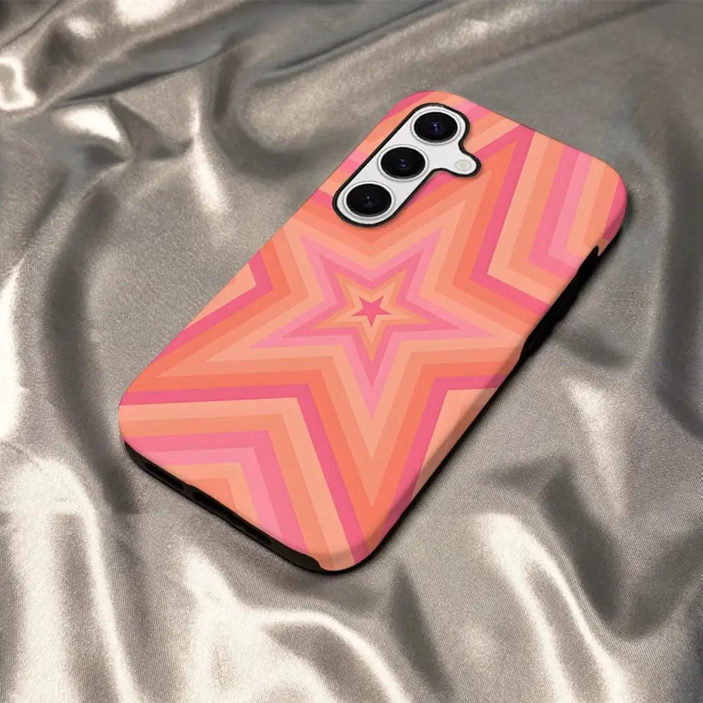 Glossy HD Hard PC Cover - Preppy Stars Pink Phone Case