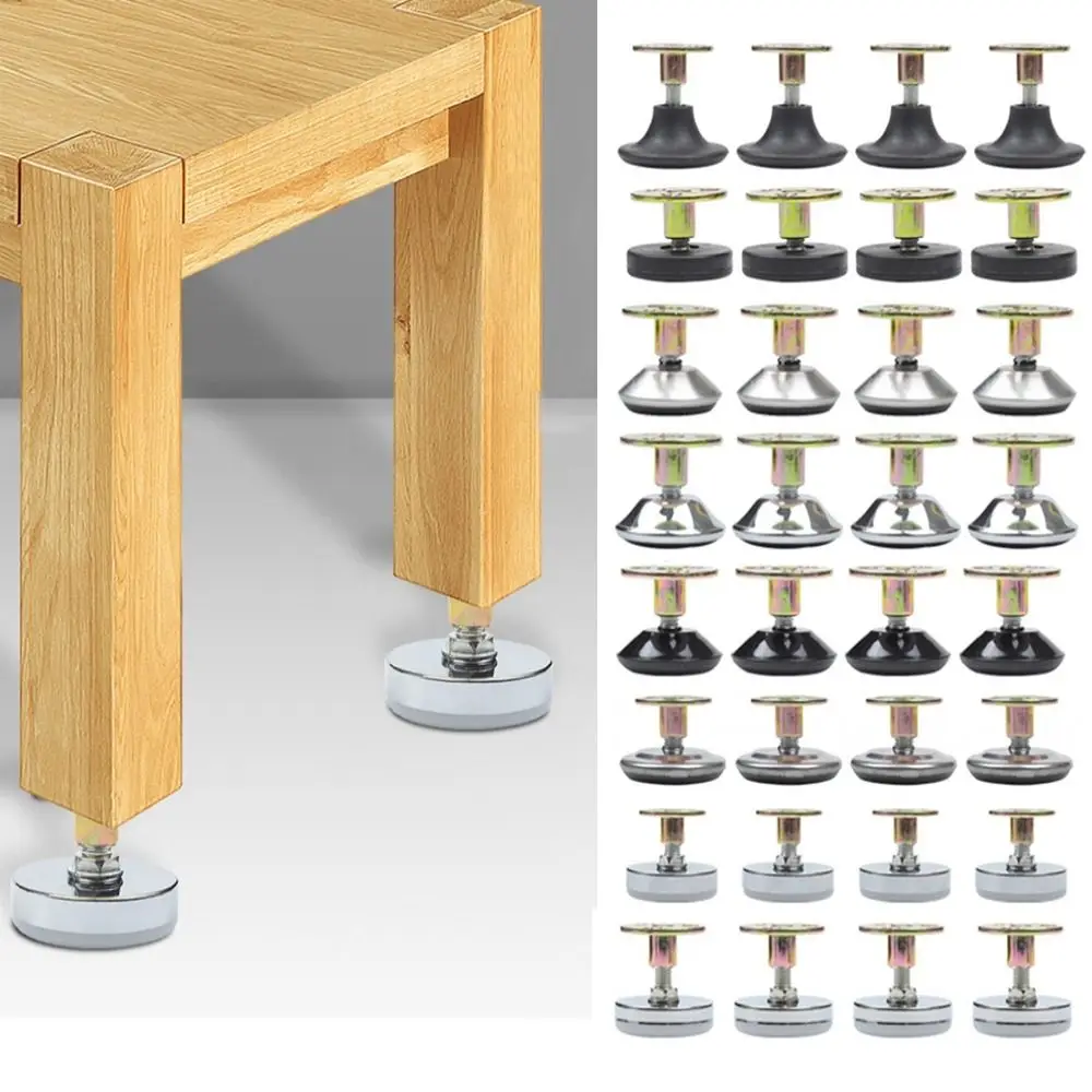 Adjustable Furniture Leg Levelers with Screw-in Base - Set of 4 Floor Protectors for Chairs, Sofas, Beds, Cabinets, and Tables