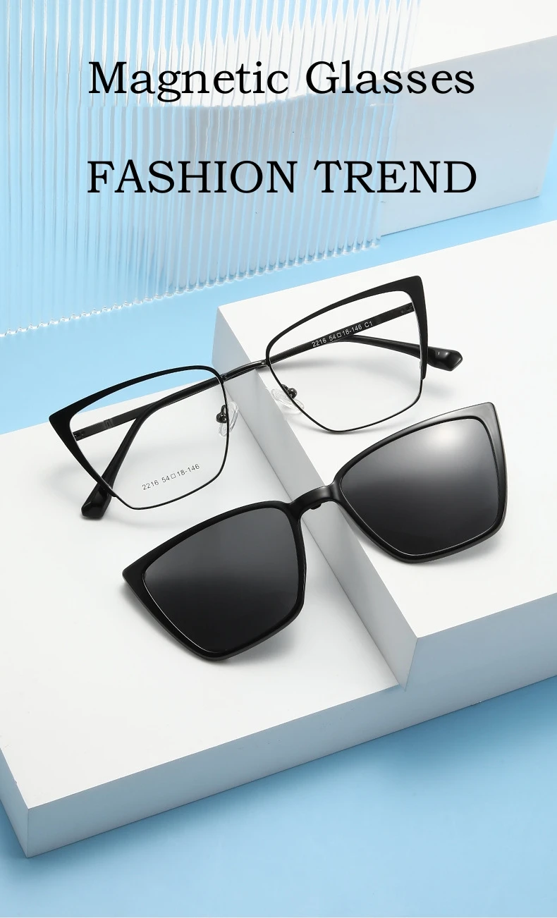YIMARUILI Mode Polarisierende Clip Magnetische Saug Sonnenbrille Ultra-licht Cat Eye Optische Brillen Rahmen Frauen – Detail 1