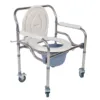 Mobile Potty Chair with Wheels Multifunctional Water Proof Non Slip Armrest Shower Wheelchair 5 Adjustable Heights for Bedside 1
