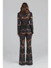 HIGH STREET Newest 2024 Designer Runway Suit Set Women's Single Button Guipure Lace Blazer  Flare Pants Set 2