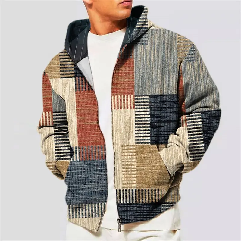 

Men's Hoodie Sweatshirt Lattice Print Daily Pullover Sports Streetwear Designer Fall Long Sleeve oversized Clothing Zip Hoodies