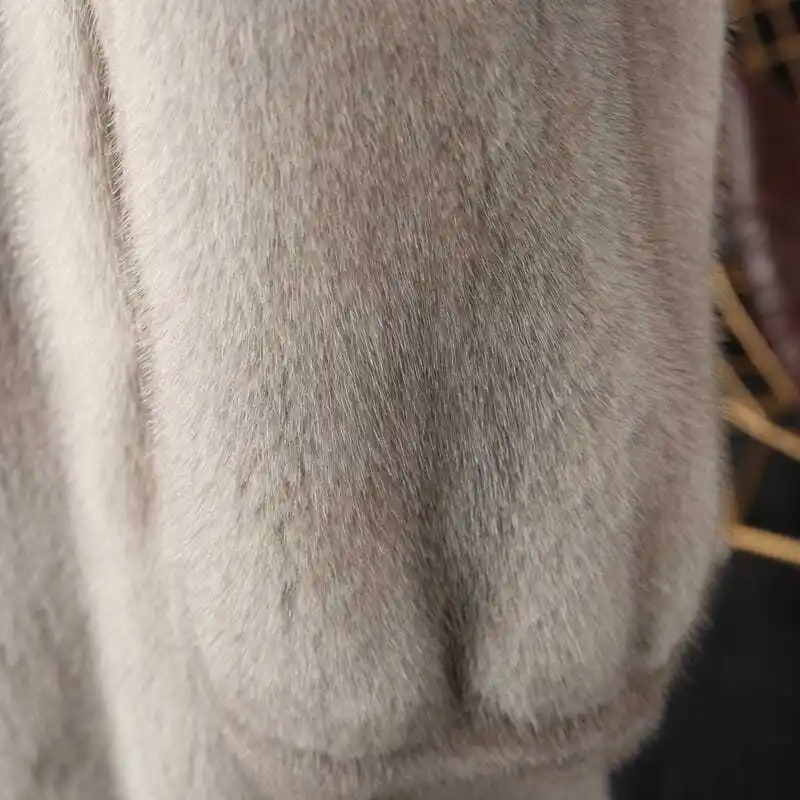 2023 New Imitation Mink Fur Coat Women Mid-length Fur Coat Whole Mink Winter with Hooded Female Mink Fur Mink