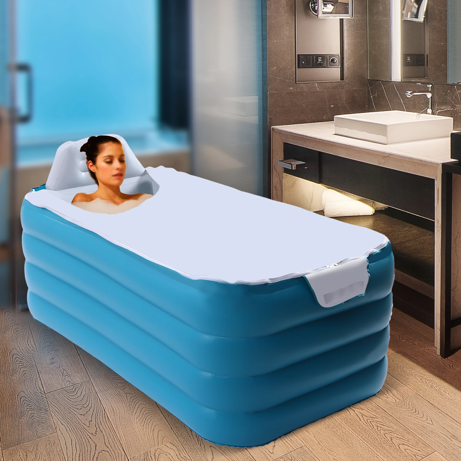 Bañera plegable Bañera de agua Portátil Aislamiento de 360 grados Bañera de  hidromasaje Cubo de baño plegable para de Baño Sauna Baño Bebé adulto Azul  Colco Cubo de bañera plegable