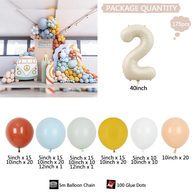 175 Stück Cartoon Bus Thema Bogen Girlande Ballon Set blau gelb Geburtstag Urlaub Party liefert Luftballons Baby party Feier – Detail 3