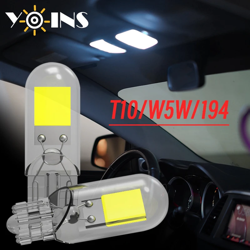 

2x W5W T10 LED Bulbs Sapphire COB LED Wedge Bulb 12V 6000K White 168 194 Car Interior Dome Reading Lights Signal Clearance Lamp