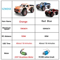 Q130 1:12 70KM/H 4WD RC Car with Light Brushless Motor Remote Control Cars High Speed Drift Monster Truck Toys for Adults Kids 2
