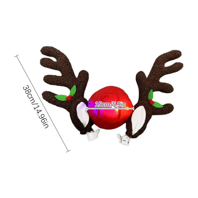 Kit Antennes De Renne Pour Voiture - Décorations De Noël à Clipser, Bois Et Nez Rouge - Coton, Sans Outil