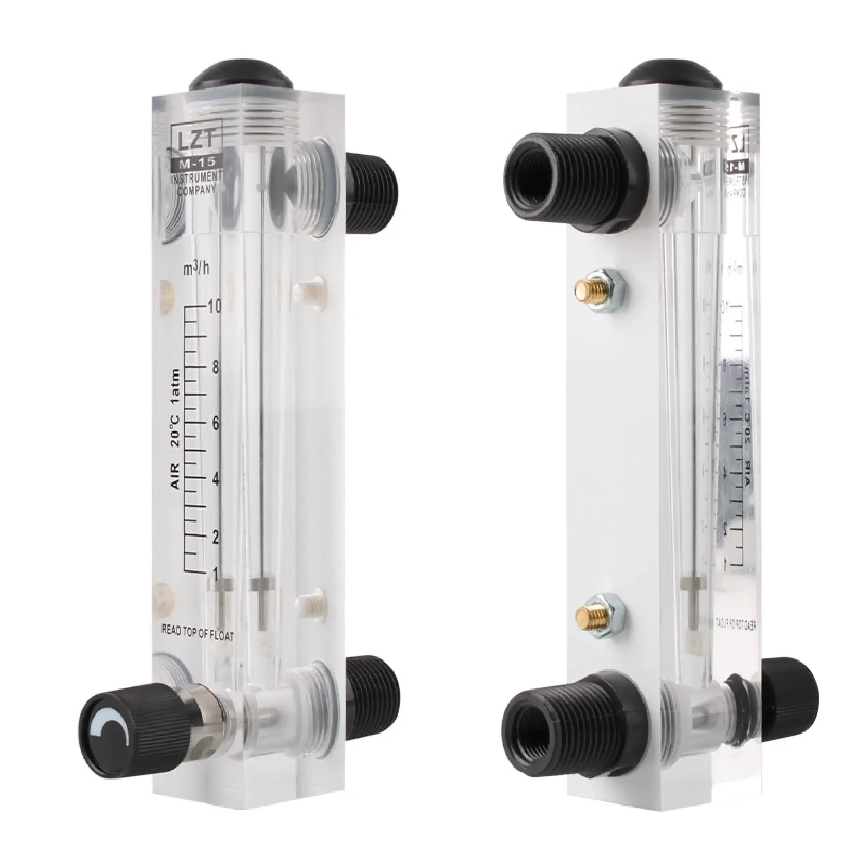Plexiglass Float Flow Meter Acrylic Rotameter LZM-15ZT Panel Mount Adjustable Gas Air Flow Meter Variable Area Flowmeter