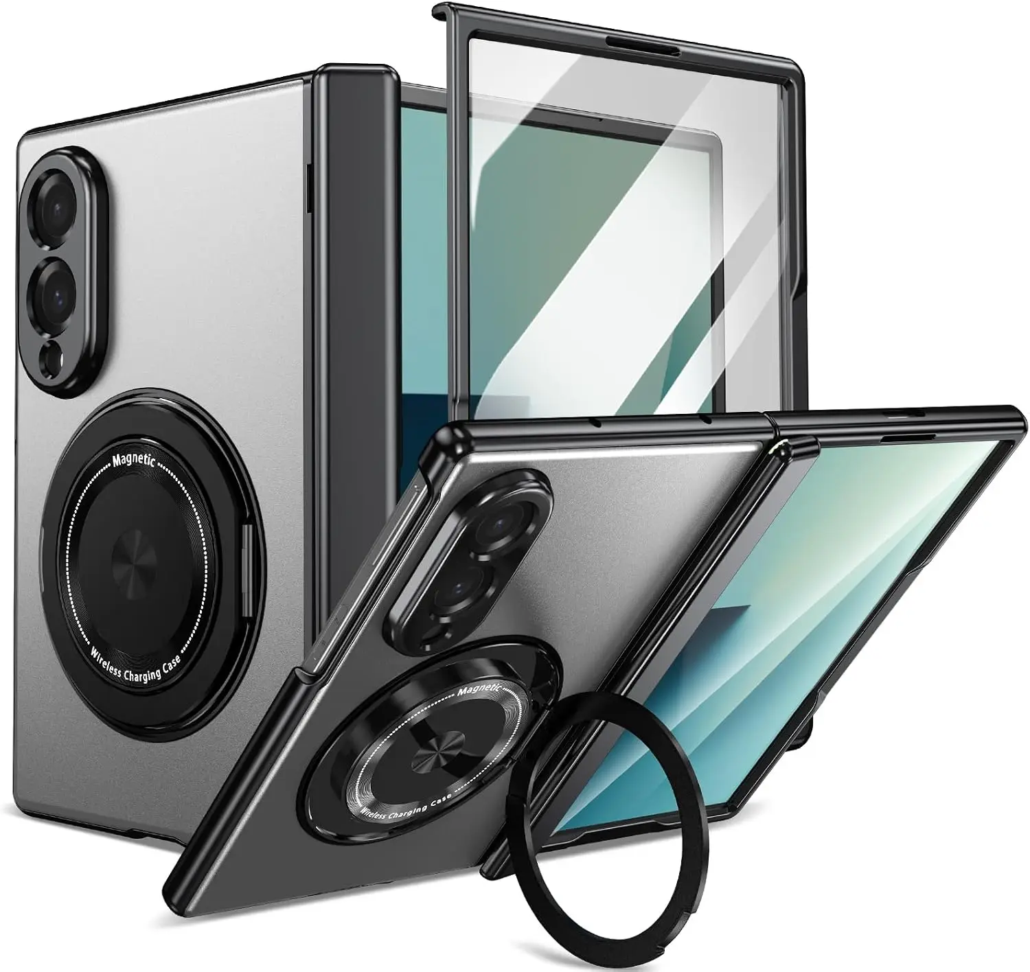 Full-Body Protective Case with Built-in Screen Protector & Rotating Magnetic Kickstand