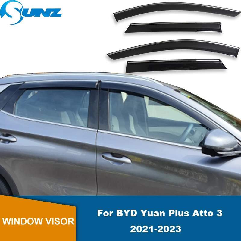 4 Stuks Auto Windgeleiders voor BYD Yuan Plus Atto 3 2021 2022 2023, Raamwinddeflector Air Rain Guards Venster Vent Vizier Auto Accessoires