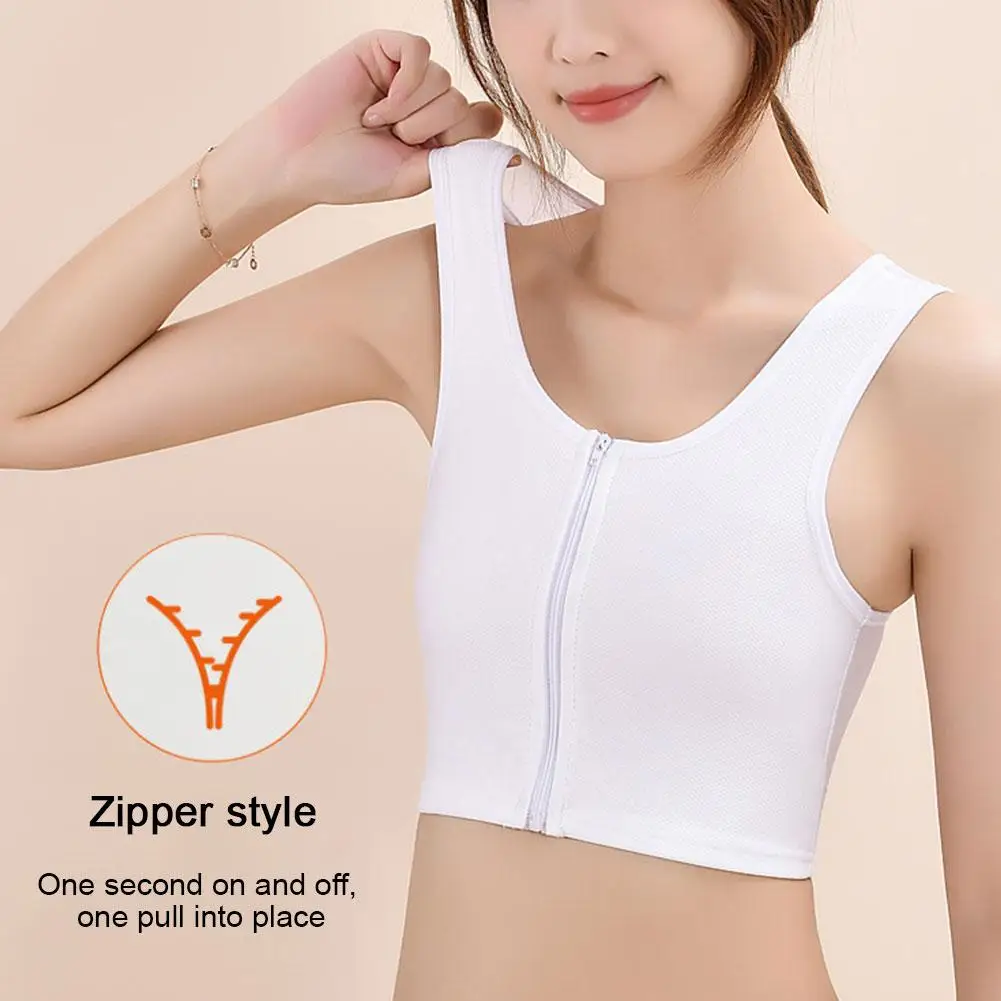 Women crop top Front Zipper Corset Chest Wrap Anti-exposure Vest Sports Fitness Yoga 1pcs