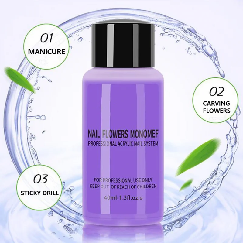 40ml Acrylic Nail Liquid Monomer Non Yellowing Manicure Crystal Powder Carving Fluid Nail Crystal Liquid Women Girls Decor nail powder manicure tools nail acrylic liquid acrylic nail powder nail kit nail tools
