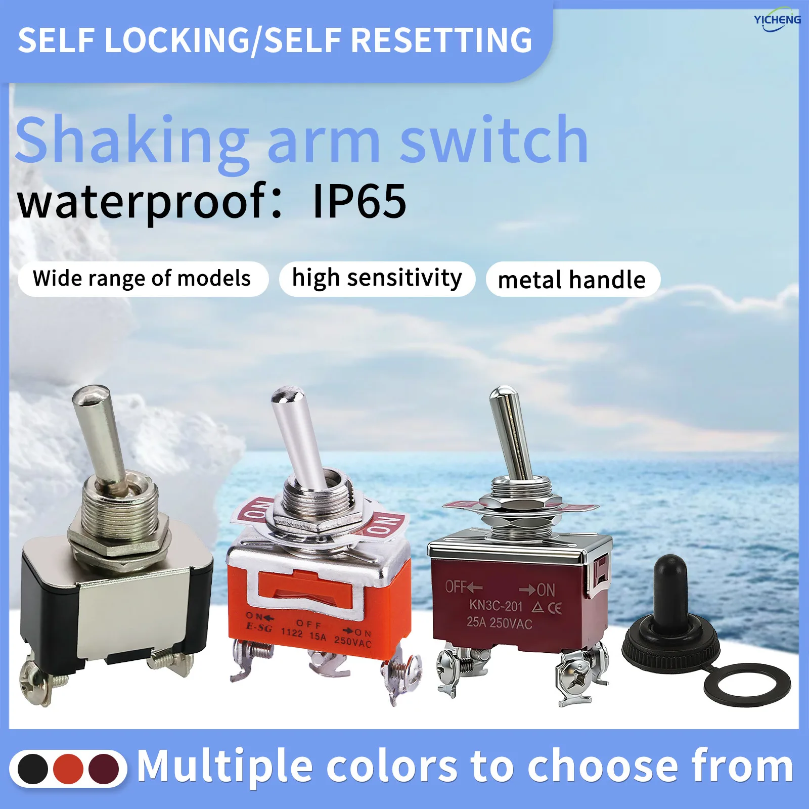 10 Stück Kippschalter 125 V 20 A, Schalter 250 V 15 A DPDT ON-OFF-ON-Wippschalter mit wasserdichter Kappe