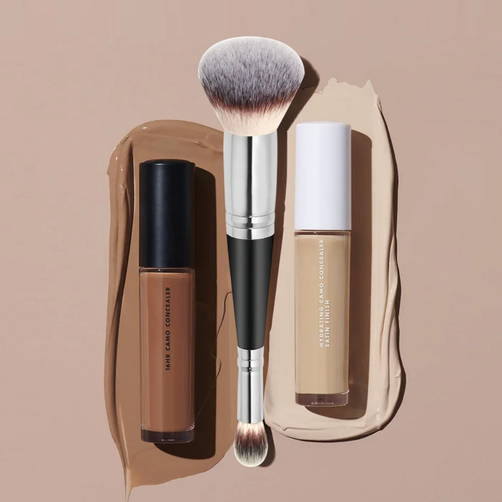 Doppelkopf-Profi-Make-up-Pinsel 2-in-1-Grundlagenpinsel Concealer Highlighter Puder Rougepinsel Beauty-Make-up-Tools_voghion.com