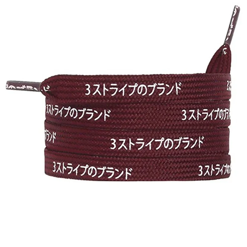 New Fashion Shoelaces 7MM Flat Printed Japanese Katakana Letter Shoelaces Pretty Boot Laces Trendy Colourful Shoe Strings 1 Pair