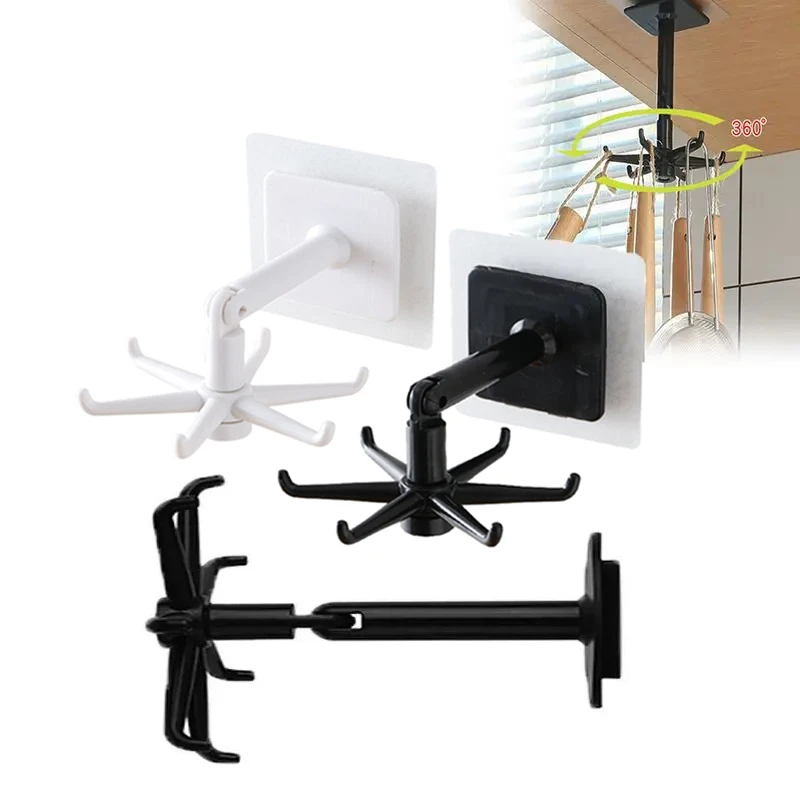 Upgraded Rotating 7 Claw Hook With Multi-functional Punch Free Stick Hook Kitchen Storage 360 Degree Traceless Hook For Home Use 5