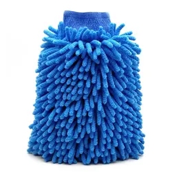 Ultra-Absorbent Double-Sided Microfiber Car Wash Mitt - Scratch-Free Chenille Cleaning Glove (Pale Blue)