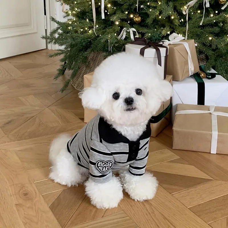 Maglietta Polo per Cani, Camicia Estiva a Righe con Colletto alla Moda per Cani e Gatti, T-Shirt per Animali Domestici, Gilet per Cani Chihuahua, Bichon, Bulldog Francese, Abbigliamento per Cani - immagine 3