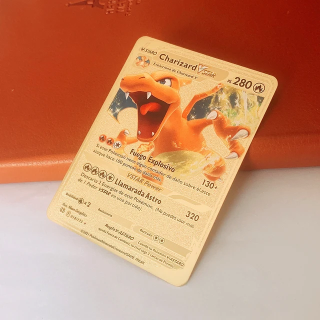 Cartas Pokemon Español Spanish Pokemon Metal Cards Vmax Charizard Pikachu Gold Metal Card España Collection Card Pokémon Cards 3