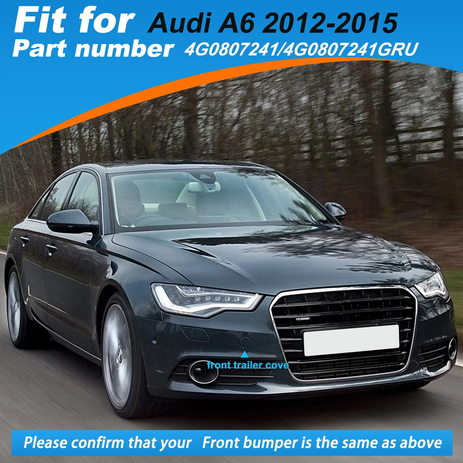 앞 범퍼 견인 후크 커버 캡 Audi A6 액세서리 용 견인 아이 2012 2013 2014 2015 4G0807241 4G0807241GRU 오른쪽 승객
