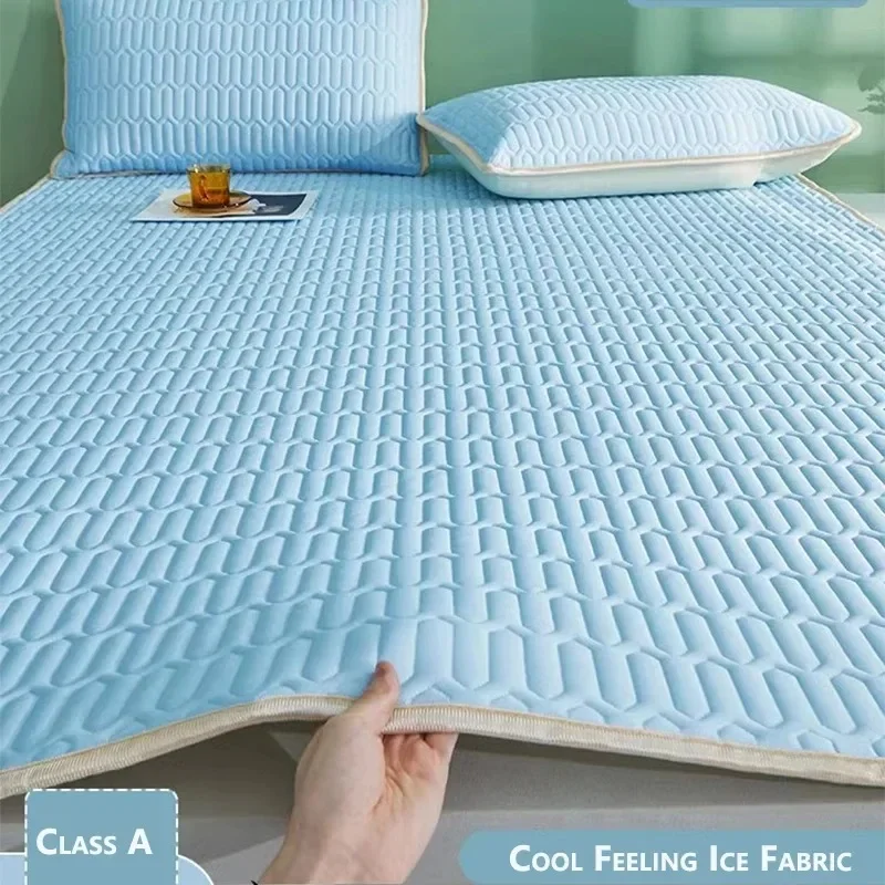 Cool Feeling Mattress Cover Single/Double/Queen Bed Sheet Summer Cool Pad Mat Elastic Band Four Corners Bedspreads mattress cover