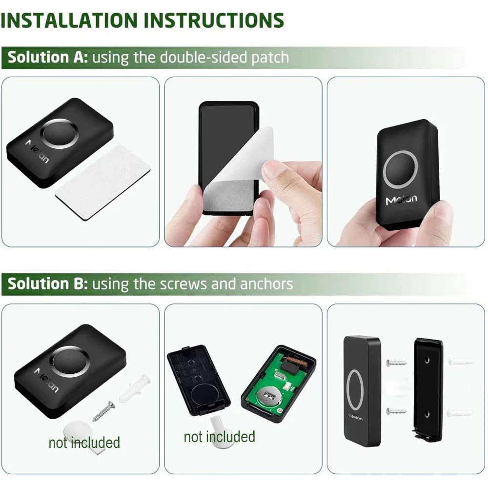 Outdoor Wireless Doorbell Smart Home Welcome Doorbell IP65 Waterproof Chime Kit 60 Ringtone LED Flash Alarm