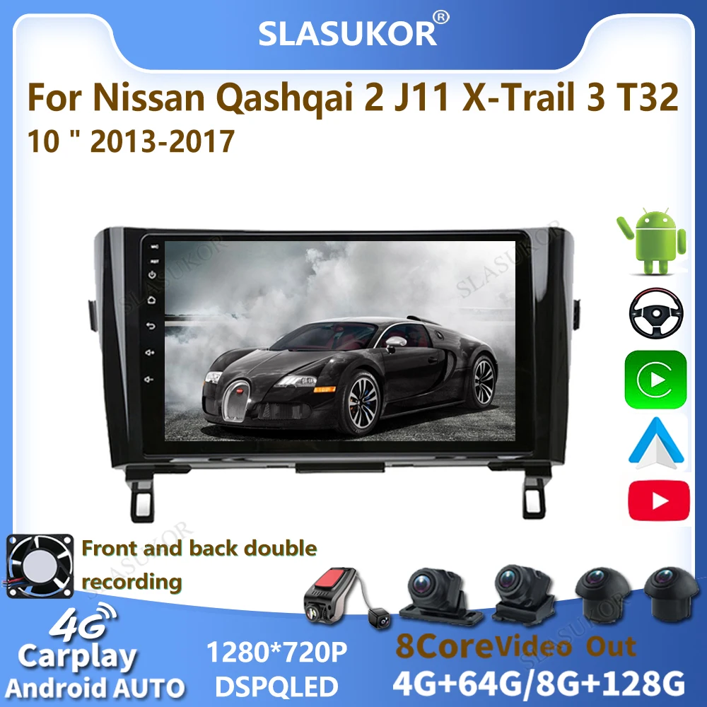 

Мультимедийная магнитола для Nissan Qashqai 2 J11, видеоплеер на Android для Nissan X-Trail, xtrail, X, rastro 3, T32, 2013-2017, 10 дюймов